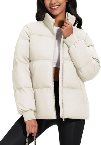 MAGCOMSEN Women's Winter Down Puffer Jackets Stand Collar Zip Up Water Resistant Warm Padded Quilted Coat with Pockets in Saudi Arabia