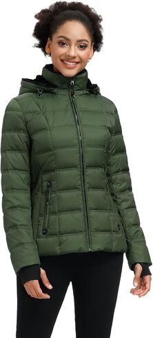 SLOW DOWN Women Down Puffer Jacket with Hood Hooded Winter Down Puffer Coat for Women with Faux-Fur Hood & Collar in Saudi Arabia