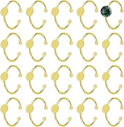 DICOSMETIC 24Pcs 3 Sizes Cuff Pad Ring Settings 2 Colors Flat Round Golden Ring Blank Base 4/6/8mm Tray Round Ring Pad Finger Ring Bezels Stainless Steel Ring for DIY Jewelry Ring Making in Saudi Arabia