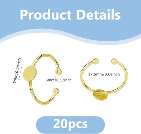 DICOSMETIC 24Pcs 3 Sizes Cuff Pad Ring Settings 2 Colors Flat Round Golden Ring Blank Base 4/6/8mm Tray Round Ring Pad Finger Ring Bezels Stainless Steel Ring for DIY Jewelry Ring Making in Saudi Arabia