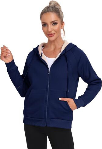 MoFiz Womens Zip up Hoodie Fleece Lined Warm Jackets Winter Thick Hoodies with Pockets in Saudi Arabia