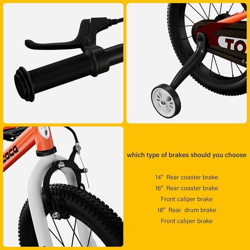 Kids Bike for Boys Girls, 14 16 18 Inch Children's Bicycle with Training Wheels Pedal Brakes Handbrake & Kickstand Training Bike for Kids and Toddler Multiple Color in Saudi Arabia