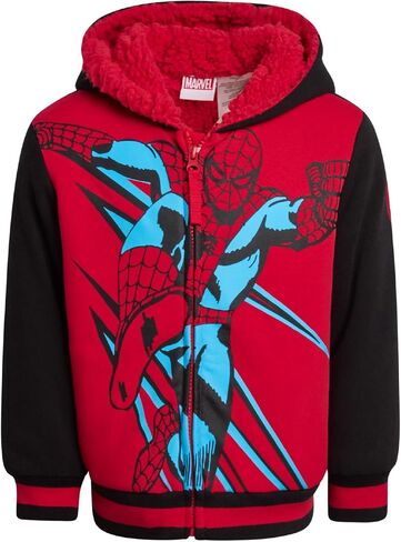 سويت شيرت Marvel Boys - هودي بسحاب مبطن بالكامل بالصوف الناعم - سويت شيرت Avengers & Spider-Man للأولاد (3T-7) in Kuwait
