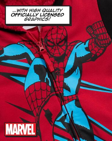 سويت شيرت Marvel Boys - هودي بسحاب مبطن بالكامل بالصوف الناعم - سويت شيرت Avengers & Spider-Man للأولاد (3T-7) in Kuwait