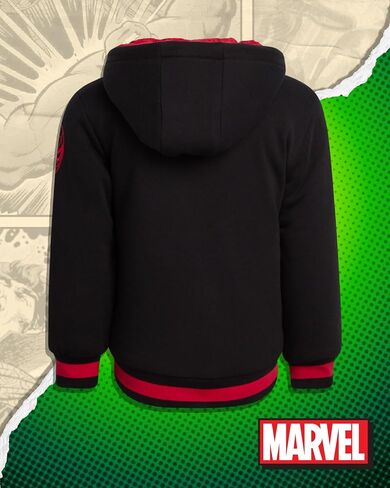 سويت شيرت Marvel Boys - هودي بسحاب مبطن بالكامل بالصوف الناعم - سويت شيرت Avengers & Spider-Man للأولاد (3T-7) in Kuwait