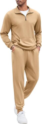 COOFANDY Men's Tracksuit 2 Piece Quarter Zip Sweatsuit Sets Casual Athletic Running Jogging Suits in Saudi Arabia