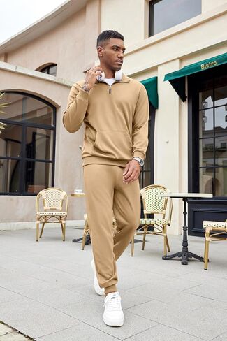 COOFANDY Men's Tracksuit 2 Piece Quarter Zip Sweatsuit Sets Casual Athletic Running Jogging Suits in Saudi Arabia