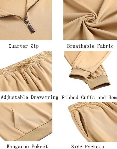 COOFANDY Men's Tracksuit 2 Piece Quarter Zip Sweatsuit Sets Casual Athletic Running Jogging Suits in Saudi Arabia