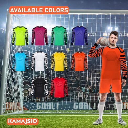 Elbow & Chest Padded Soccer Goalie Jersey - Long Sleeve Soccer Goalkeeper Jersey Men - Adult, Youth Goalie Shirt Orange in Saudi Arabia
