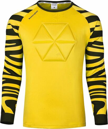 Elbow & Chest Padded Soccer Goalie Jersey - Long Sleeve Soccer Goalkeeper Jersey Men - Adult, Youth Goalie Shirt Yellow in Saudi Arabia