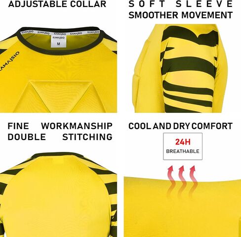Elbow & Chest Padded Soccer Goalie Jersey - Long Sleeve Soccer Goalkeeper Jersey Men - Adult, Youth Goalie Shirt Yellow in Saudi Arabia