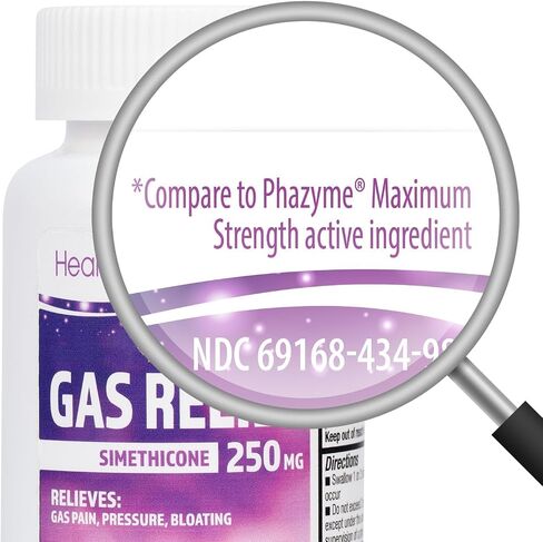 HealthA2Z® سيميثيكون لتخفيف الغازات 250 مجم | تخفيف سريع للغازات | تخفيف الأعراض بشكل طبيعي (100 كبسولة هلامية (عبوة من 1)) in Kuwait