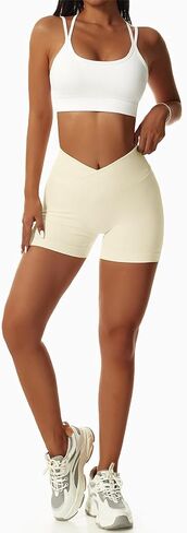 Vertvie Women's Workout Gym Shorts Booty V Cross Spandex Yoga Biker Shorts Scrunch Butt High Waisted Athletic Leggings in Kuwait