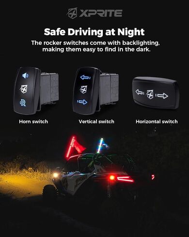 Xprite UTV ATV Horn Kit,12V Universal UTV Horn Kit Upgraded with Reverse Light Horn Rocker Switch,Compatible with Polaris RZR,Ranger,PRO XP,Can Am X3, Defender, CFMOTO,Bennche Bighorn,Teryx,Kawasaki in Kuwait