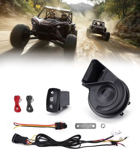 Xprite UTV ATV Horn Kit,12V Universal UTV Horn Kit Upgraded with Reverse Light Horn Rocker Switch,Compatible with Polaris RZR,Ranger,PRO XP,Can Am X3, Defender, CFMOTO,Bennche Bighorn,Teryx,Kawasaki in Kuwait
