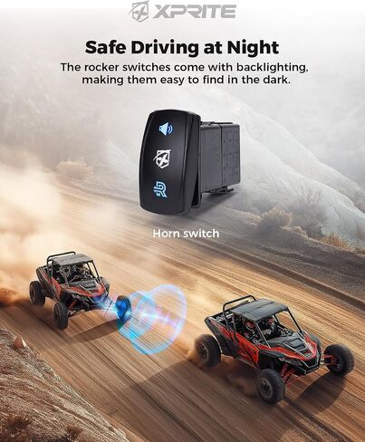 Xprite UTV ATV Horn Kit,12V Universal UTV Horn Kit Upgraded with Reverse Light Horn Rocker Switch,Compatible with Polaris RZR,Ranger,PRO XP,Can Am X3, Defender, CFMOTO,Bennche Bighorn,Teryx,Kawasaki in Kuwait