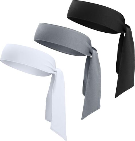 Head Ties Headband Sports Sweatband for Men Women, 3 Pack Adjustable Ninja Headband Karate Tie Back Sweat Wicking Workout Head Band for Basketball, Running, Tennis, Athletics in Kuwait