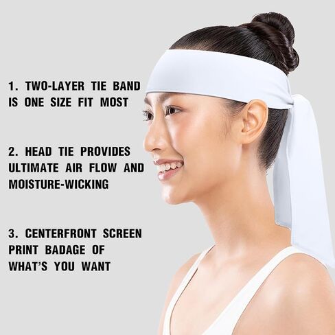 Head Ties Headband Sports Sweatband for Men Women, 3 Pack Adjustable Ninja Headband Karate Tie Back Sweat Wicking Workout Head Band for Basketball, Running, Tennis, Athletics in Kuwait