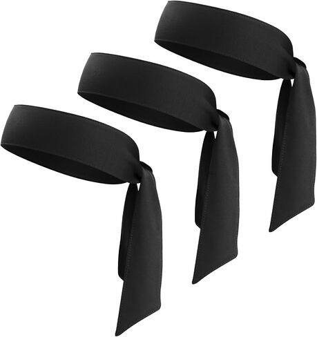 Head Ties Headband Sports Sweatband for Men Women, 3 Pack Adjustable Ninja Headband Karate Tie Back Sweat Wicking Workout Head Band for Basketball, Running, Tennis, Athletics in Kuwait
