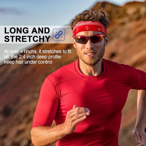 Jutom 4 Pieces Tie Headbands for Men Women, Sports Hair Band Bandana Sports Headbands Elastic Sweat Wicking Karate Headband Adjustable Non Slip Hairband for Yoga Workout in Saudi Arabia