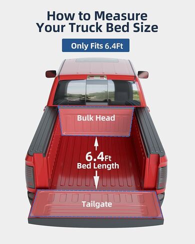 Soft Quad Fold Truck Bed Tonneau Cover for 2002-2024 Dodge Ram 1500(Incl.Classic&New Body),2003-2024 Dodge Ram 2500 3500,6.4 Ft Bed,Fleetside,w/o Ram Box in Kuwait