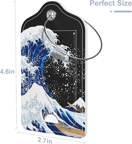 Hsxnam 2 Pack PU Leather Luggage Tags for Suitcase, Travel Cruise Luggage Tag with Privacy Flap, Name ID Label and Metal Loop for Women Men Baggage Handbag School Bag Backpack, Sea Wave Sun in Kuwait