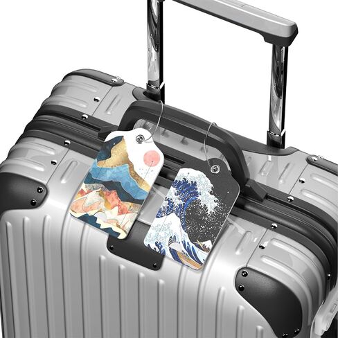 Hsxnam 2 Pack PU Leather Luggage Tags for Suitcase, Travel Cruise Luggage Tag with Privacy Flap, Name ID Label and Metal Loop for Women Men Baggage Handbag School Bag Backpack, Sea Wave Sun in Kuwait