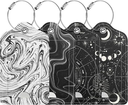 Hsxnam 2 Pack PU Leather Luggage Tags for Suitcase, Travel Cruise Luggage Tag with Privacy Flap, Name ID Label and Metal Loop for Women Men Baggage Handbag School Bag Backpack, Sea Wave Sun in Kuwait