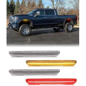 4Pcs Front & Rear LED Side Marker Light Compatible with Sierra 2500HD 3500HD 2020-2024 Pickup Side Parking Position Lamp Driver Passenger Front Rear Turn Signal Lamp (Smoked Lens Full White Light).