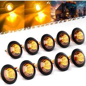 3/4" Strobe+Marker Lights Dual Function Amber Trailer LED Side Clearance Tail Bumper Griller Flash Lights 12V Turn Signal Warning Indicator Waterproof Light for Trailer Truck Van RV ATV Bus, 10Pcs