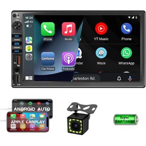 (Motorized) Y-METDRIVING Single Din Wireless Apple Carplay Car Stereo with Android Auto-7 INCH Flip Out Touchscreen car Stereo with Bluetooth,Support Supercharge/USB/FM/AM