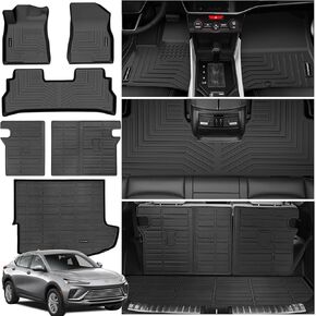 All Weather Floor Mats for 2024 Chevy Trax & 2024 Buick Envista, Custom Fit TPE Rubber Floor Liners for 2024 Chevrolet Trax Includes 1st & 2nd Row Full Set Automobile Mats Accessories Black