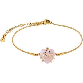 Love Rose Pink Heart Charm Bracelet Women Girl Adjustable Bracelet 18K Gold Plated Cubic Zirconia Valentine's Mother's Day Birthday Jewelery Gift