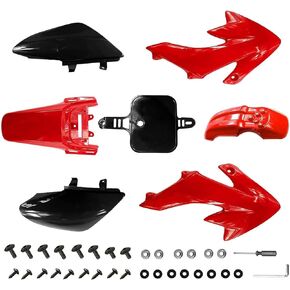 PRO BAT 7 PCs CRF50 Plastic Fender Kit XR50 Fairing Fender Kit Motorcycle Complete Fender Fairing Body Work Kit Fit for CRF 50 XR 50 SDG SSR 107 110 125 Pit Dirt Bike, Red