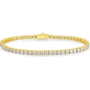 FANCIME Moissanite Tennis Bracelet 4.7-19 Carats Lab-Grown Diamond Bracelets 18K Gold Plated 925 Sterling Silver Diamond Tennis Bracelet 3mm/4mm/5mm D Color VVS1 Round Cut Moissanite Bracelet for Women Men