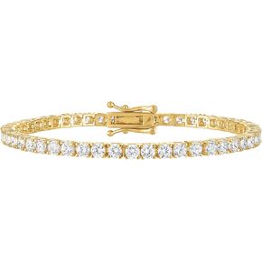 KISPER 24K White Gold Plated Tennis Bracelets for Women, 3mm, 4mm Cubic Zirconia Simulated Diamond Classic Tennis Bracelet, Sizes 6.5-7.5 Inch