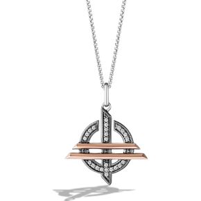 Jewelili Star Wars™ Fine Jewelry Order Of The Inquistor™ Women's Pendant In Black Rhodium Sterling Silver and 10K Rose Gold with 1/7 Ct.Tw. White Diamonds