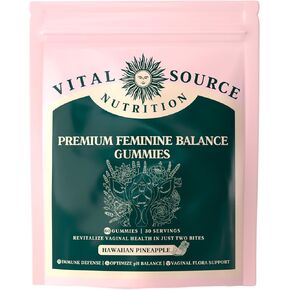 Vital Source Nutrition - Premium Feminine Balance Gummies - for Women’s Health & Wellness - Immune Support - Vegan, Gluten-Free & Halal - Hawaiian Pineapple - 60 Gummies - 30 Servings