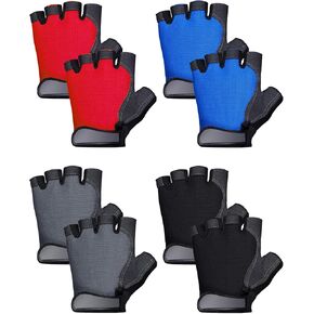 SATINIOR 4 Pairs Fingerless Gloves Half-finger Cycling Gloves Sport Gloves for Outdoor Sports Biking Riding