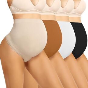 Maternity Underwear Thong Over Bump - Pregnancy Shapewear Over Belly Support Seamless Pregnant Panties for Women