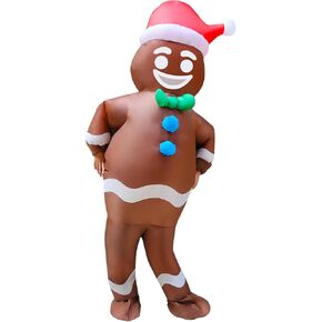 Christmas Inflatable Gingerbread Man Costume Party Blow-Up Costume Outfit for Adult/Christmas Parade/Halloween (Gingerbread Man)
