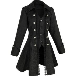 Women's Steampunk Pirate Jacket Medieval Gothic Tailcoat Victorian Coat Costume