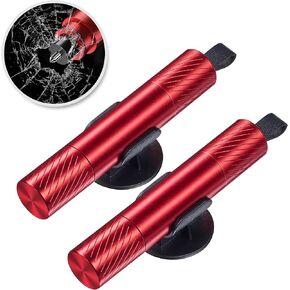 Upgraded Window Breaker Seatbelt Cutter, Car Safety Hammer with Test Galss, Emergency car Window Breaker, Emergency Safety Hammer Tool to Break Glass, 2 Pack Red