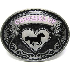 MASOP VOGU Cowgirl Up Western Cowgirl Rodeo Belt Buckle Women Girls Fashion Jean's Accessory