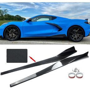 Car Side Skirt Rocker Panel Exterior Splitter Wing Compatibility with Corvette C8 Splitter Diffuser Body Accessories,Carbon Fiber