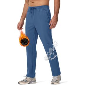 MAGCOMSEN Men's Fleece Lined Sweatpants with Zipper Pockets Athletic Workout Running Winter Water Resistant Pants