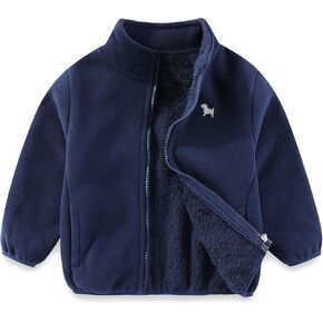 Toddler Kids Polar Fleece Jacket, Thickened Full-Zip Long Sleeve Warm Coats Outwear for Baby Boys Girls Autumn Spring Winter
