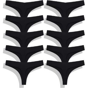 Seamless Thongs for Women, Laser-cut design, V-shaped Thongs Underwear, Multicolor, 10-Pack