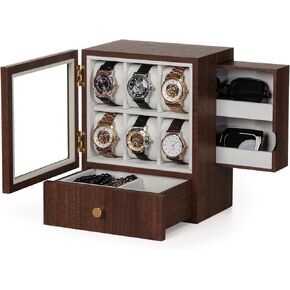 Homde Watch Box Wooden Display: Large Wood Storage for Men's Nightstand - Timeless Home Organizer (M Size)