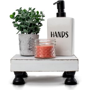 KIBAGA Decorative Wood Riser For Your Kitchen or Bathroom Farmhouse Decor - Beautiful Pedestal Stand Uniquely Displays Your Decorations - The Perfect Wooden Tray to Enhance Your Home Decor